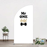 Lofaris White Black Bow Mr Onederful Birthday Half Moon Arch Backdrop